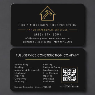 Handyman Contractor QR Code Business Card