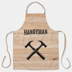 Handyman Contractor Rustic Wood Hammer Logo Apron
