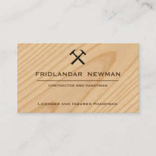 Handyman Contractor Rustic Wood Hammer Logo Business Card