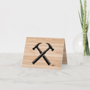 Handyman Contractor Rustic Wood Hammer Logo  Thank You Card