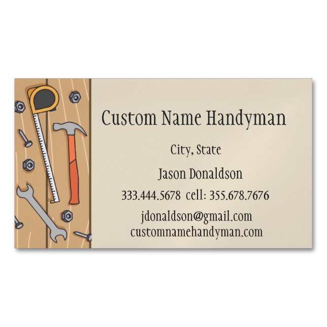 Handyman Custom Carpenter  Magnetic Business Card (Front)