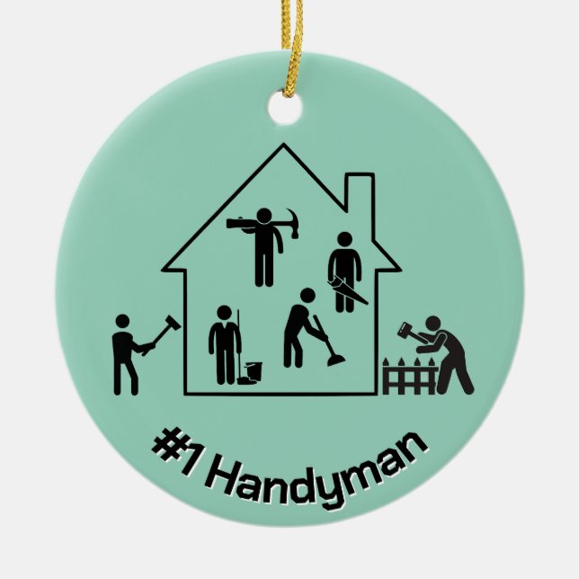 Handyman Design Ceramic Ornament (Front)