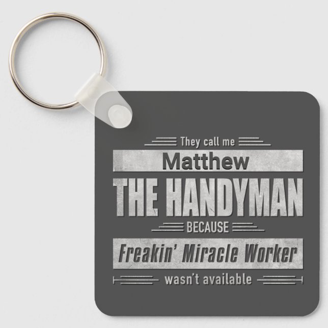 Handyman Grunge Type Personalized Keychain (Front)