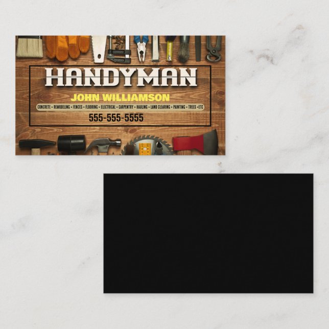 Handyman Hammer et Carte de visite des ongles (Devant / Derrière)