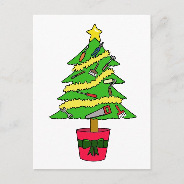 Handyman Happy Christmas Humour Holiday Postcard (Front)