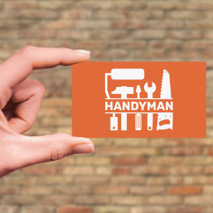 Handyman - Hardware Tools Monogram Orange Business Card