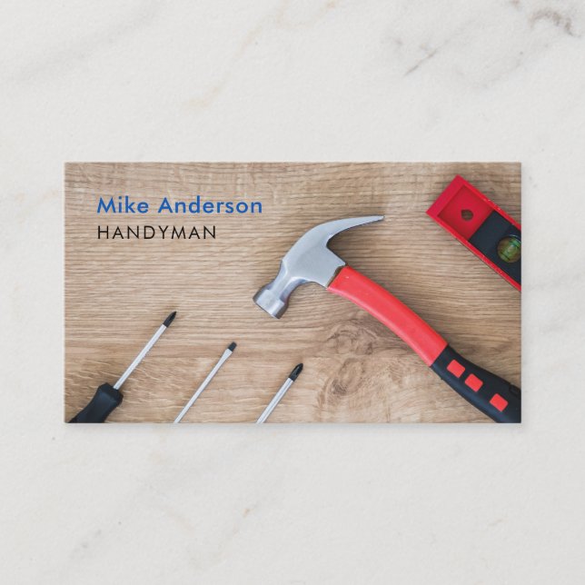 Handyman, Home Repair, Construction, QR Code, Vs 2 Business Card (Front)