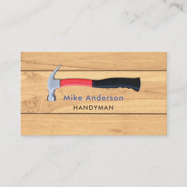 Handyman, Home Repair, QR Code, Blue Name Business Card (Front)