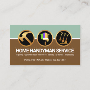 Handyman Icons Column Layers Contractor Builder Business Card