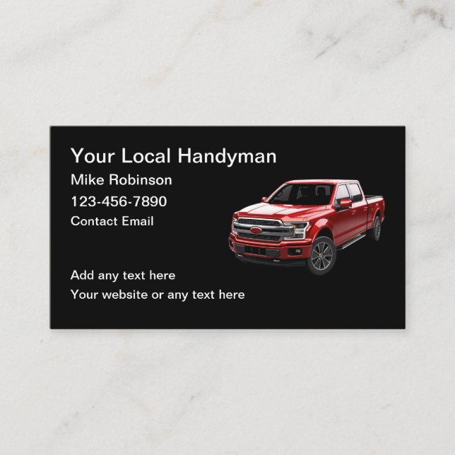 Handyman Pickup Truck Cartes de visite (Devant)