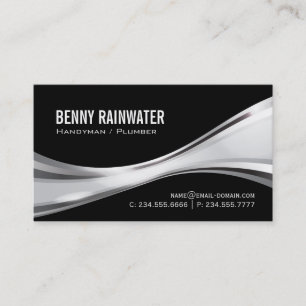 Handyman Plumber - Abstract Metallic Silver Business Card