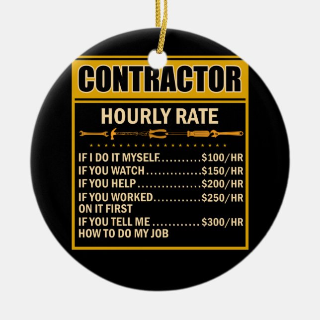Handyman Price Chart Contractor Hourly Rate Labor Ceramic Ornament (Front)