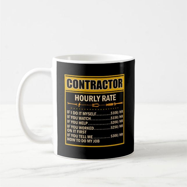 Handyman Price Chart Contractor Hourly Rate Labour Coffee Mug (Left)