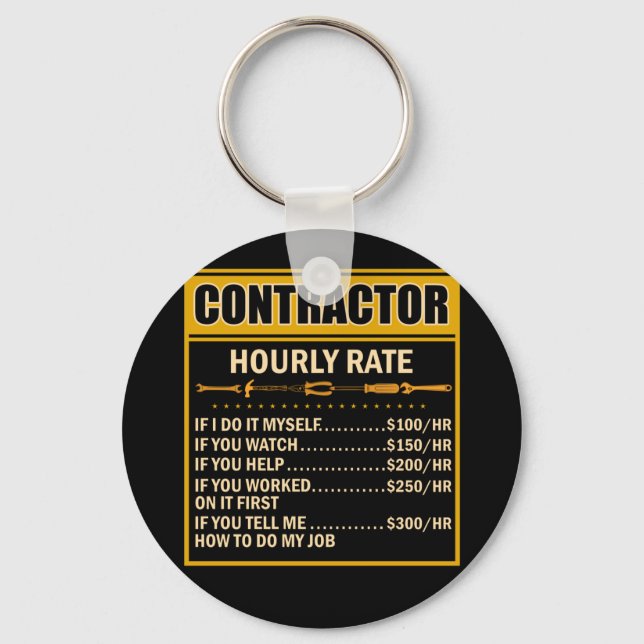 Handyman Price Chart Contractor Hourly Rate Labour Keychain (Front)