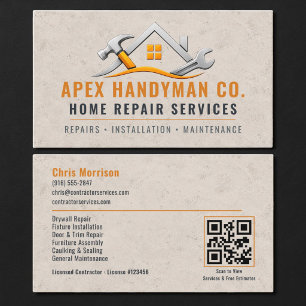 Handyman QR Code Professional Business Card