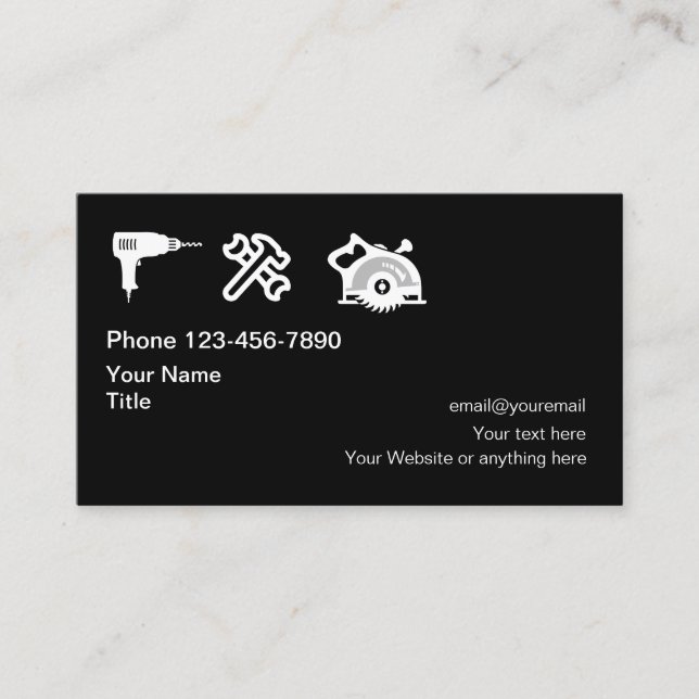 Handyman Remodeling and Finishes Business Card (Front)