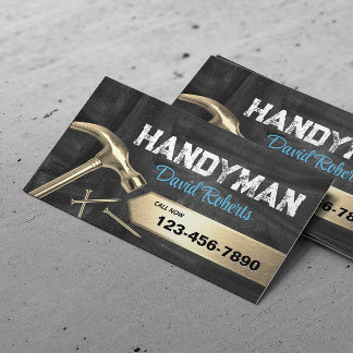 Handyman Repair & Maintenance Gold Hammer Business Card