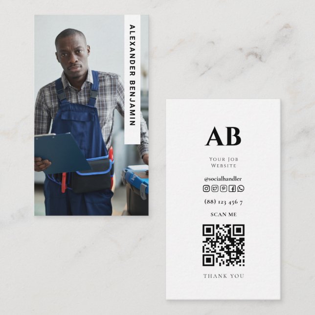Handyman Repair Photo QR Code Business Card (Front/Back)