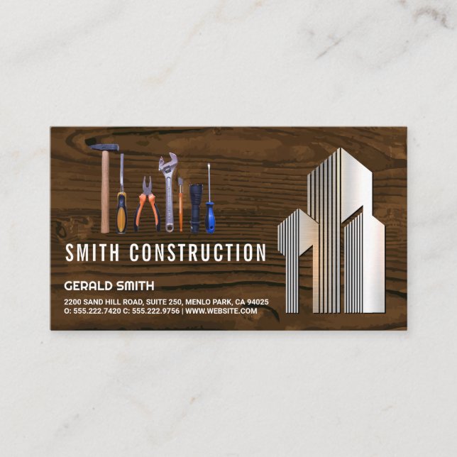 Handyman Repair Tools | Building Logo Business Card (Front)