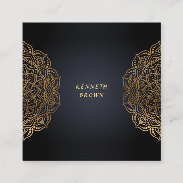 Handyman Repairs Black Gold  Square Business Card (Front)