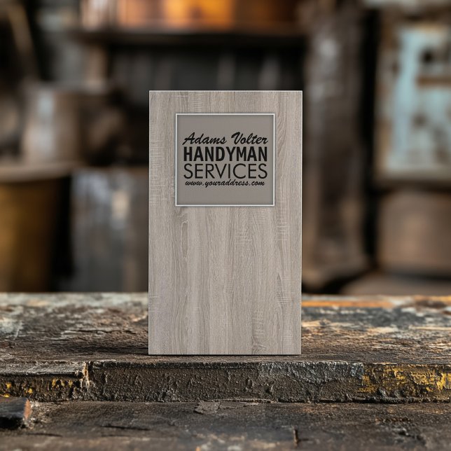 Handyman Service Wooden Template Trendy Card (Perfect for business)