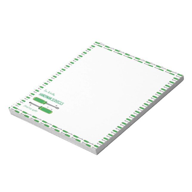 Handyman Services Business Personalized Notepad (Rotated)
