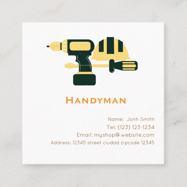 handyman services editable   business card (Front)