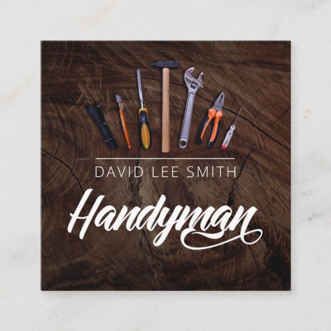 Handyman Services Square Business Card (Front)