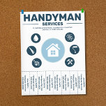 Handyman Services Tear-Off Tabs Flyer<br><div class="desc">A professional handyman services flyer with tear-off tabs in light & bold blue color. A clean & modern design with a central home icon, surrounded by icons representing different repair tools including water drop, electrical symbol, paint roller, handsaw, hammer and wrench. It is completely adaptable and can be used for...</div>