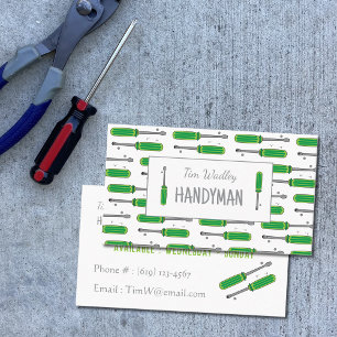 Handyman Services White Business Cards with Tools