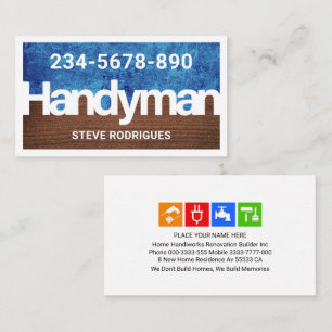 Handyman Signage Dirty Wall Wood Layer Business Card