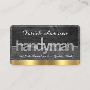 Handyman Signage On Wood Grain Business Card
