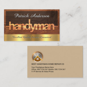 Handyman Signage On Wood Grain Business Card
