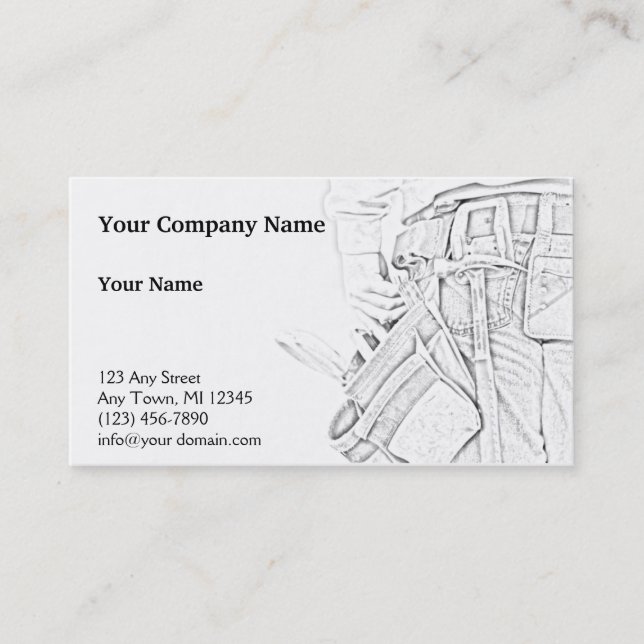 Handyman Sketch in Black and White Business Business Card (Front)