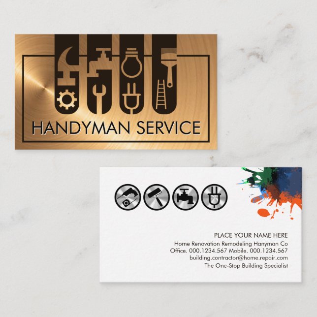 Handyman Tabs On Cooper Bronze Layer Business Card (Front/Back)