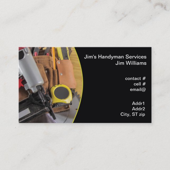 Handyman tool bag business card (Front)