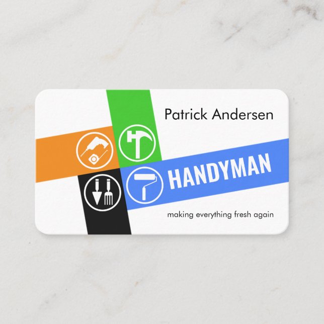 Handyman Tool Crisscross Layers Business Card (Front)