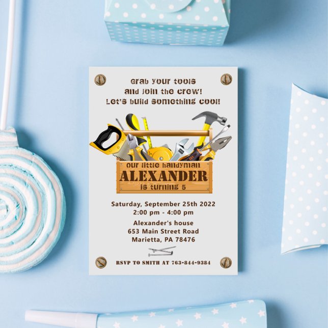 Handyman Tools and Gadgets Birthday Party Invitati Invitation (Creator Uploaded)