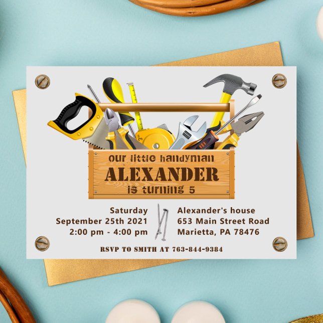 Handyman Tools and Gadgets Birthday Party Invitation (Creator Uploaded)