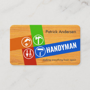 Handyman Tools Crisscross On Wood Business Card