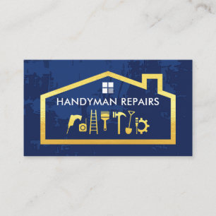 Handyman Tools Gold Building Frame Business Card