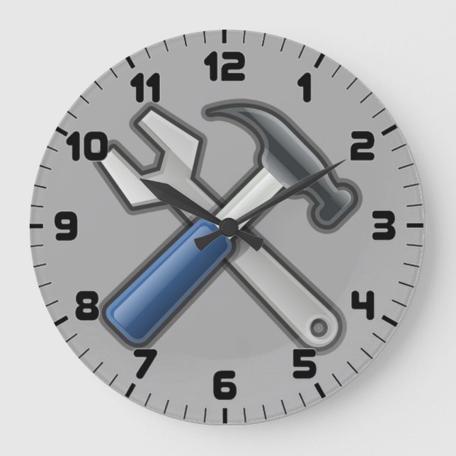 Handyman Tools Hammer and Wrench Wall Clock (Front)