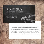 Handyman Tools, Home Improvement Rustic Business C Business Card<br><div class="desc">Vintage illustration of hammer,  pipe wrench,  and needle-nose pliers on chalkoard background</div>