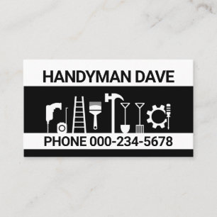 Handyman Tools On Black White Layers Business Card