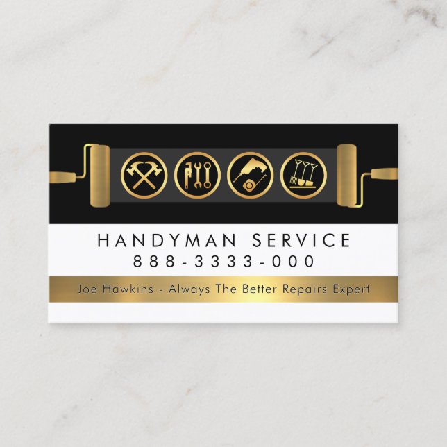 Handyman Tools On Brush Paint Layer Business Card (Front)