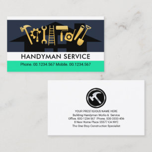Handyman Tools On Building Rooftop Business Card