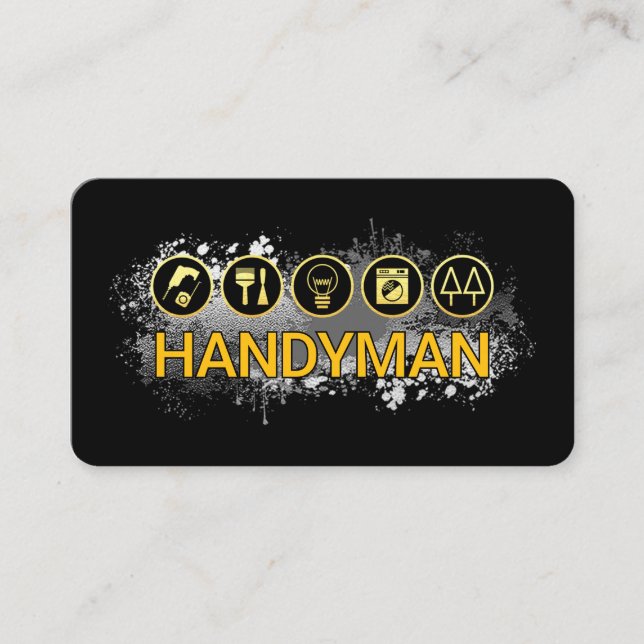 Handyman Tools On Paint Splatter Business Card (Front)