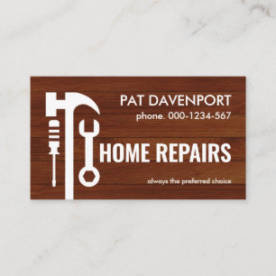 Handyman Tools On Timber Wood Business Card
