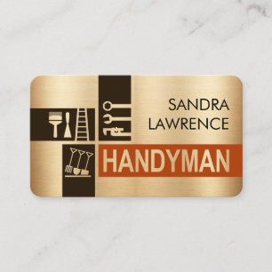 Handyman Tools Silhouette On Bronze Business Card