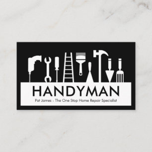 Handyman Tools Silhouette Placard Business Card